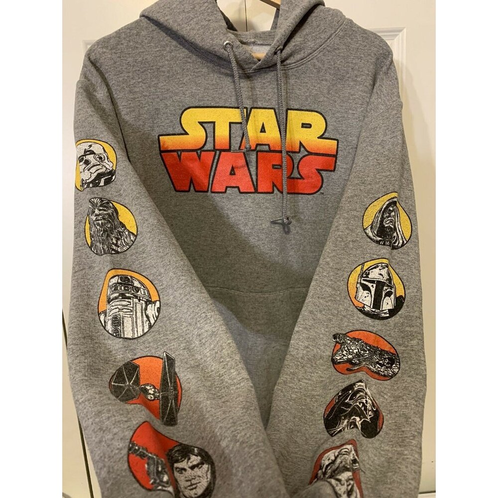 Star Wars Hoodie Fifth Sun Men’s Sz M Long Sleeve Jacket Gray Orange Yellow